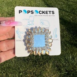 Mirror and rhinestone embellished popsocket phone grip